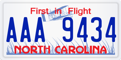 NC license plate AAA9434