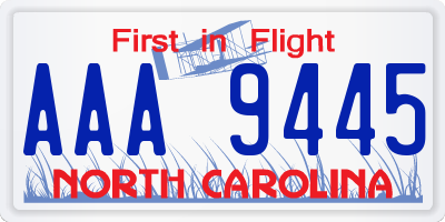 NC license plate AAA9445