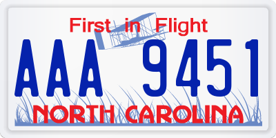 NC license plate AAA9451
