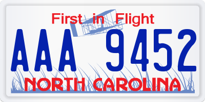 NC license plate AAA9452