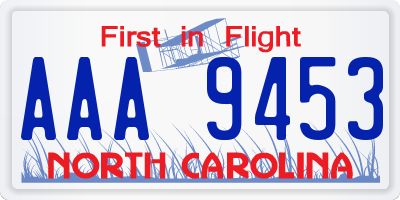 NC license plate AAA9453