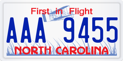 NC license plate AAA9455