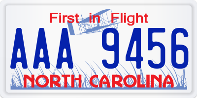 NC license plate AAA9456