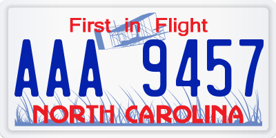 NC license plate AAA9457