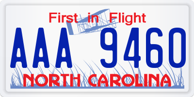 NC license plate AAA9460