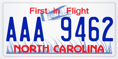 NC license plate AAA9462