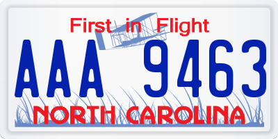 NC license plate AAA9463