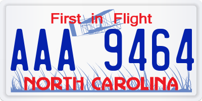 NC license plate AAA9464