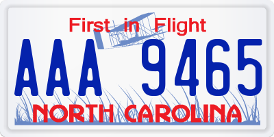 NC license plate AAA9465