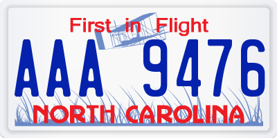 NC license plate AAA9476