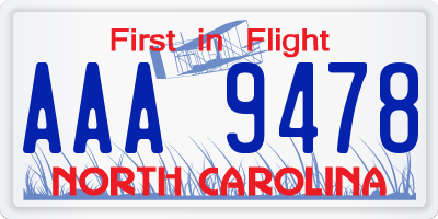 NC license plate AAA9478