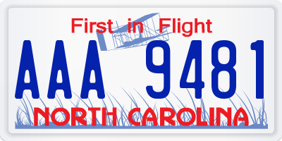 NC license plate AAA9481