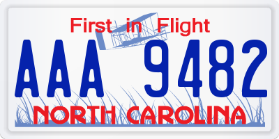 NC license plate AAA9482