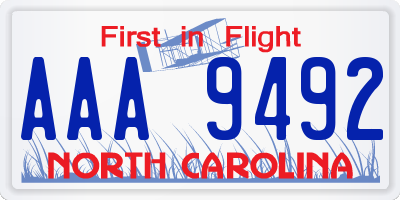 NC license plate AAA9492