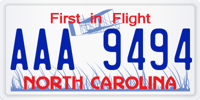 NC license plate AAA9494