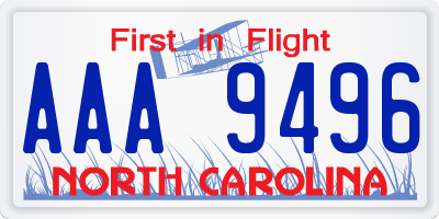 NC license plate AAA9496
