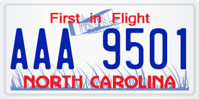 NC license plate AAA9501