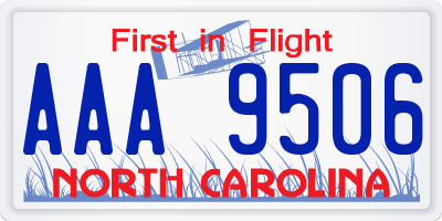 NC license plate AAA9506