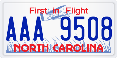 NC license plate AAA9508