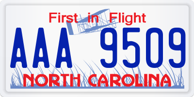 NC license plate AAA9509
