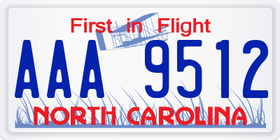 NC license plate AAA9512