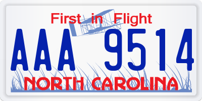 NC license plate AAA9514