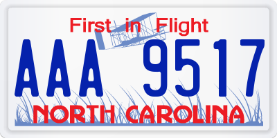 NC license plate AAA9517