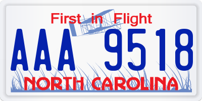 NC license plate AAA9518