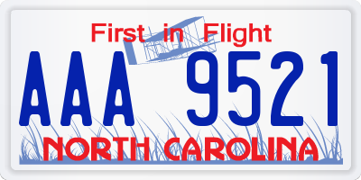 NC license plate AAA9521