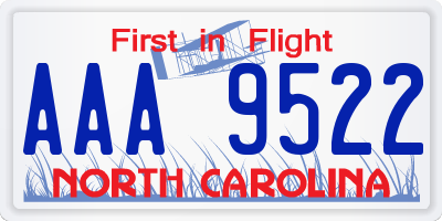 NC license plate AAA9522