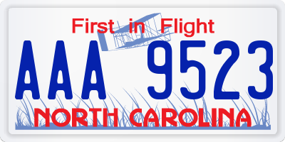 NC license plate AAA9523