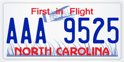 NC license plate AAA9525