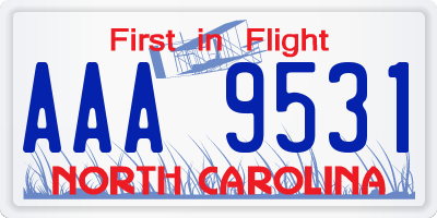 NC license plate AAA9531