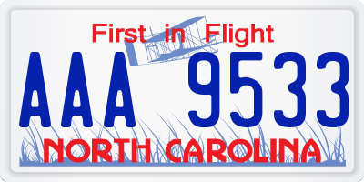 NC license plate AAA9533