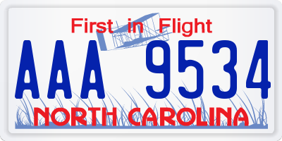 NC license plate AAA9534