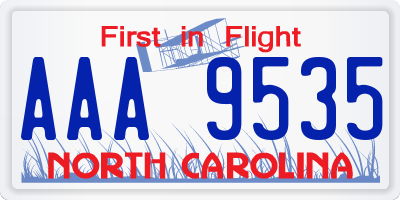 NC license plate AAA9535