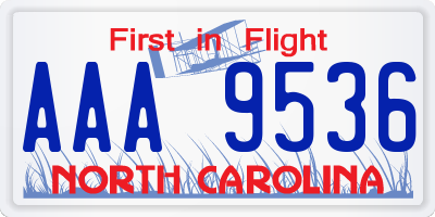 NC license plate AAA9536