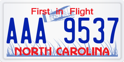 NC license plate AAA9537