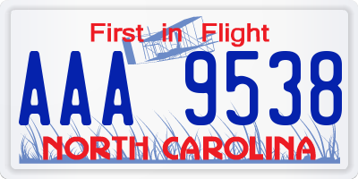 NC license plate AAA9538