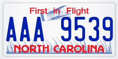 NC license plate AAA9539