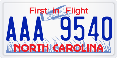 NC license plate AAA9540