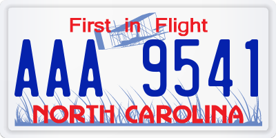 NC license plate AAA9541