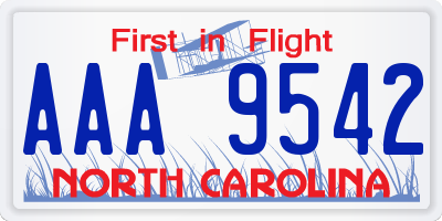 NC license plate AAA9542