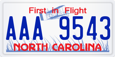 NC license plate AAA9543