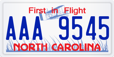 NC license plate AAA9545