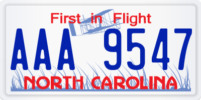 NC license plate AAA9547