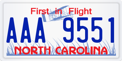 NC license plate AAA9551