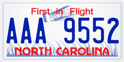 NC license plate AAA9552