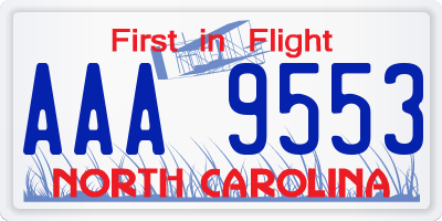 NC license plate AAA9553