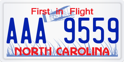 NC license plate AAA9559